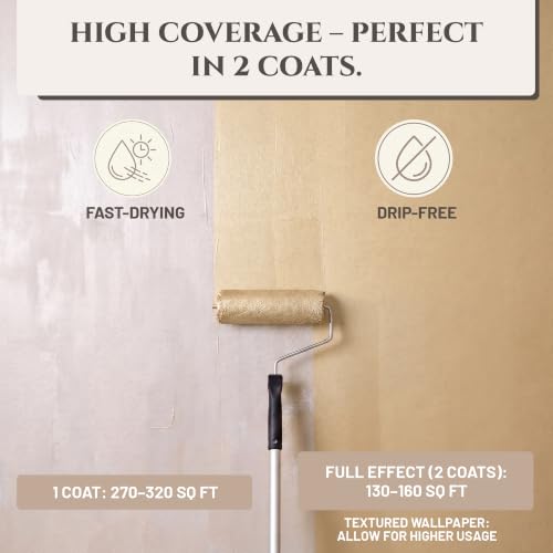 Metallic Wall Paint 67.62 fl oz - Champagne Gold - Stunning Metallic Shine for Stylish Interiors, Easy to Apply, Water-Based, Perfect for Creative Wall Designs & DIY Projects - color: Champagne Gold