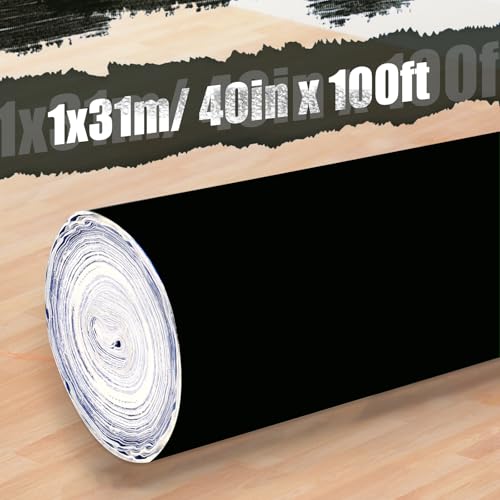 40"x100ft Black Floor Protection Film Anti Slip Paint Proof Reusable Cover - color: Black, size: 40"x100ft(1x31m)
