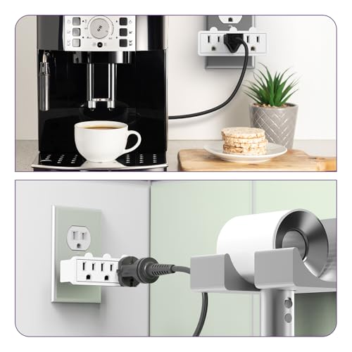 Fosmon 3 Outlet Adapter, 3 Way Rotating Outlet Plug Adapter, Swivel Plug Outlet 90 Degree Right Angle Plug Adapter, 3 Way Rotating Wall Extender - style: 3 Pack
