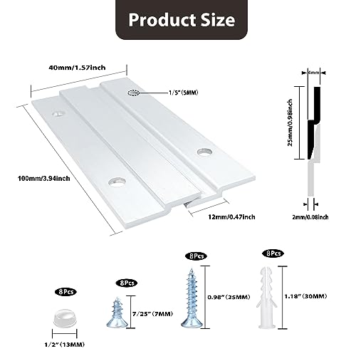 French Cleat Picture Hanger, Aluminum Z Hanger Interlocking Wall Mounting Bracket Hardware Kit Z Clips for Hanging Wall Painting, Mirrors, Panels, Artwork, Cabinet, Whiteboard (4inch-4Pairs) - size: 4 Inch-Standard