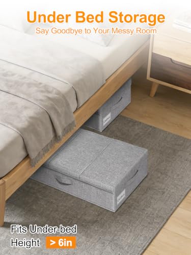punemi 6 in Tall Under Bed Storage Containers with Lids, 2 Pack, Grey - color: Grey, size: 2 Pack-6 inch Tall-Structured