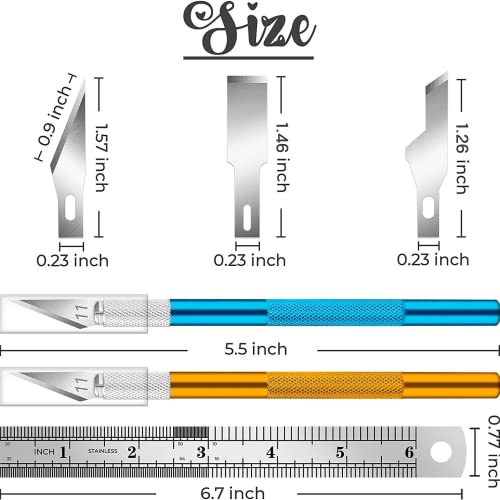 DIYSELF Exacto Knife Set, 2 Pack Craft Hobby Knife with 40 Spare Blades - color: Gold-blue (2 Pack)