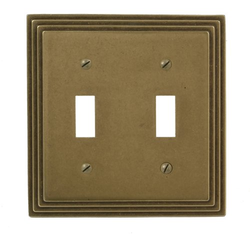 AMERELLE 84TTRB Steps Double Toggle Cast Metal Wallplate in Rustic Brass - color: Rustic Brass, size: 2 Toggle