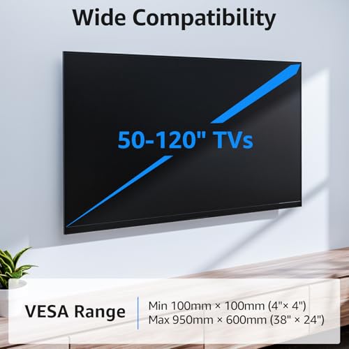 MOUNTUP Large Fixed TV Wall Mount for 50”-120" TVs up to 220 LBS, Ultra Slim TV Mount for Max VESA 950x600mm, Fits 16", 24", 32” Studs, Heavy Duty Low Profile TV Bracket, One-Piece Bracket - size: Fit Most 50"-120" TVs