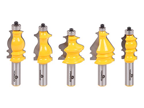 YONICO Architectural Molding Router Bits Set 5 Bit 1/2-Inch Shank 16501 - style: 5 Bit Set - 1/2" Shank