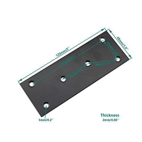 4 Pack Flat Straight Brace Brackets,ULIFESTAR Stainless Steel Mending Bracket Plate Metal Shelf Support Fixing Joining Plate for Furniture,Wood,Shelves,Cabinet with Screws Black (48x128mm/1.9x5'') - size: 48 x 128 x 2 mm