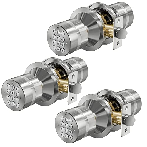 Keyless Digital Electronic Entry Security Safety Door Lock Locker (Satin Nickel 3 Pack) - size: Satin Nickel 3 Pack