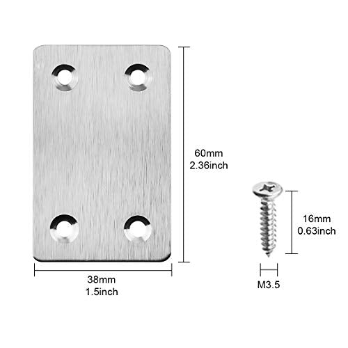 Flat Metal Straight Brace Bracket, Pack of 20, 2.4" x 1.5"