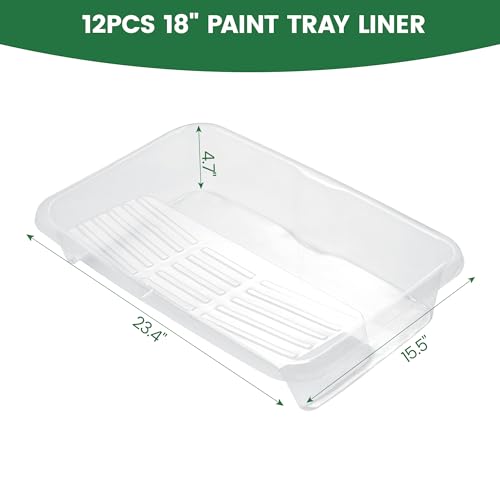 VOOMEY 18 Inch Paint Tray Liners, 12PCS Disposable Roller Tray Inserts - size: 18 Inch Paint Tray Liners (12pcs)