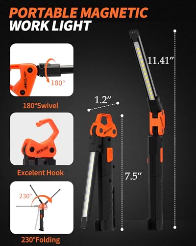 LED Work Light, Foldable Magnetic Work Light,Mechanic Light with 180°Rotate - color: Orangey
