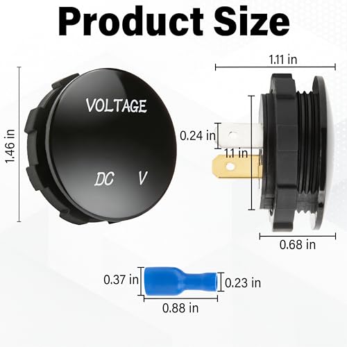 2 PCS DC 12V 24V Volt Meter, Car LED Digital Voltmeter Gauge - color: 2 PCS Red