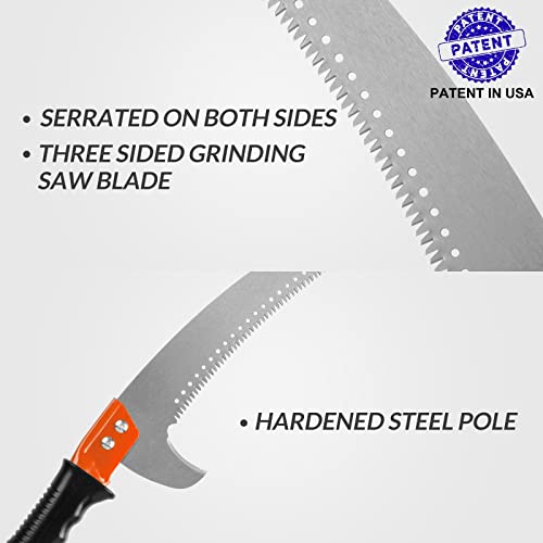 10FT Pole Saw for Tree Trimming 2-in-1 Hand Saw Steel Blade Tree Pruner - size: 10 FT