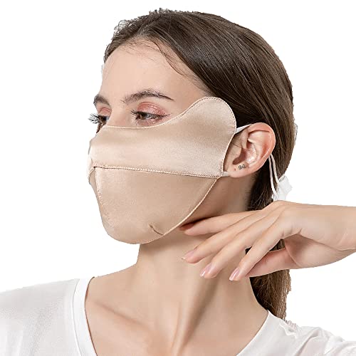 100% Mulberry Silk Lightweight Breathable Face Mouth Mask Cover Sunscreen Wind Against Dust Washed Reusable - color: Color#1