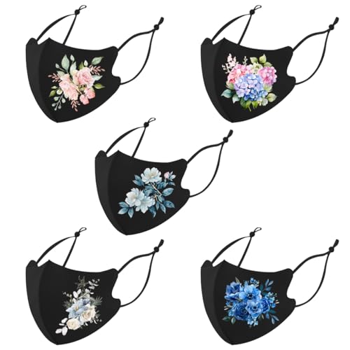 Reusable Cloth Washable Ice Silk Cloth Face Masks,Adjustable Fancy Flower Pattern Cloth Mask for Adult - color: N9