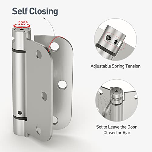 HOSOM Self Closing Door Hinges 3.5 Inch,Spring Loaded Hinges - color: Brushed Nickel, size: 3.5" 1 Pack