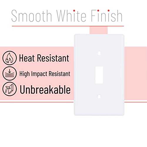Bates- Light Switch Cover Plate, 2.76" x 4.5", 10 Pack, White | Standard Size, Toggle Wall Plate Cover, Unbreakable, Heat Resistant - color: White, size: 10 Pack, Standard-Size