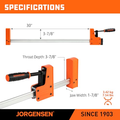 Jorgensen 30-inch Bar Clamps Set, 2-pack Cabinet Master 90° Parallel Clamps - size: 30 Inch