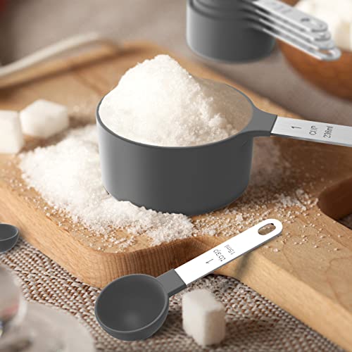 Measuring Cups & Spoons Set, Stackable Cups and Spoons - color: Gray