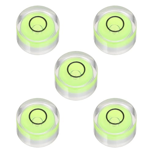 PATIKIL 5pcs Round Bubble Level 17x10mm Mini Circular Bullseye Spirit Levels Measuring Layout Tools for Leveling Camera Tripod Telescope Workshop Turntable Pictures Frame, Green