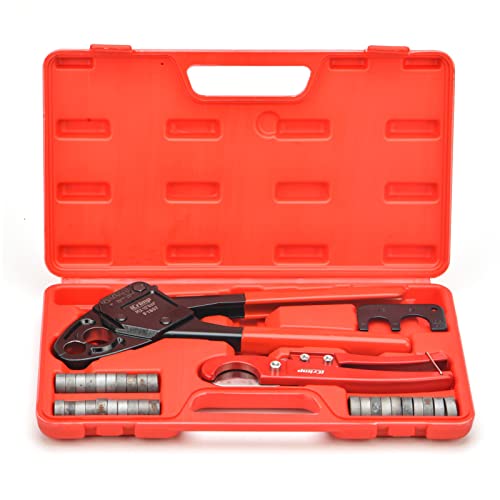 IWISS Angle PEX Crimping Tools Combo Kits for 1/2" & 3/4" Pex Crimp Rings with Go/No-Go Gauge with PEX Pipe Cutter Suits for All US F1807 Standards Copper Rings