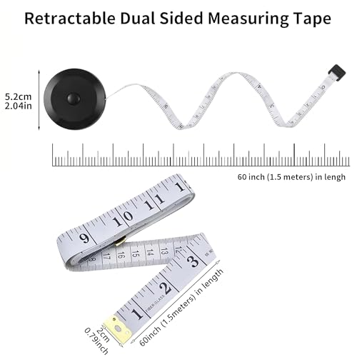 2 Pack Soft Measuring Tape Set, 60 Inch/150 cm Body and Sewing Tape Measure