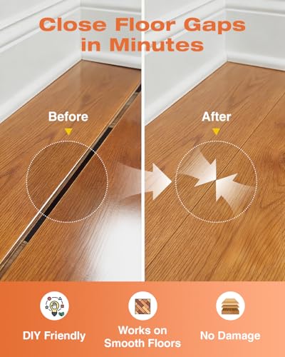 Saker Floor Gap Fixer Kit Suction Cup Tool with Mallet & 10 Washable Pads