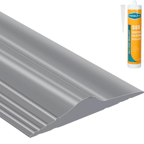 ToLanbbt 10Ft/3M Universal Garage Door Rubber Threshold Strip with 300ml Black Adhesive/Sealant, Weatherproof Seal Strip DIY Weather Stripping Replacement (Grey) - color: Gray, size: 10 Ft (incl. 1 adhesive)
