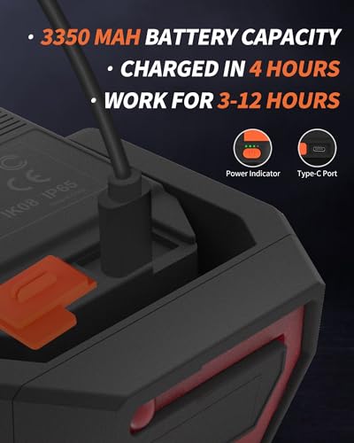 Work Light, Magnetic Rechargeable Light with 4 Modes, 150°Rotation - color: Orangey