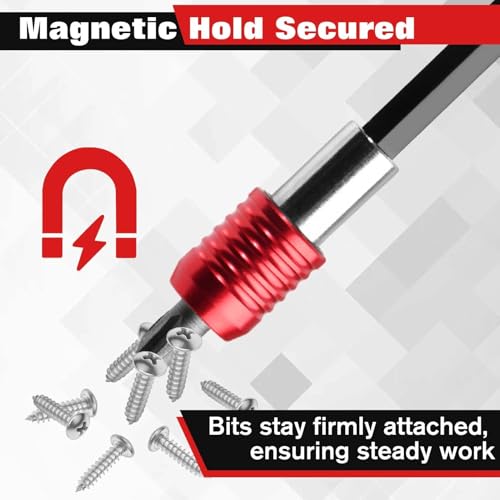 Drill Bit Extension with Aluminum Sleeve, 1/4 Inch Hex Shank Quick Release Extension Adapter, Magnetic Screwdriver Bit Holders for Impact Driver Screws Nuts Drill, 2-3/8", 4", 6", 12" Long
