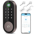 Fingerprint Smart Deadbolt with Keypad – Keyless Entry Lock for Home, Apartment, Office, Airbnb, Rental, Kids & Seniors, App & Code Access, Auto-Lock, Easy DIY Install, Compatible with Alexa & Google - color: Bronze