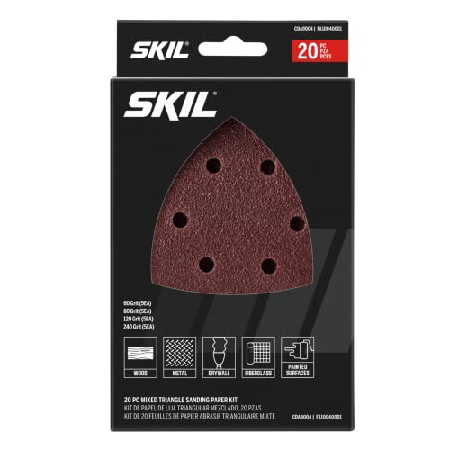 SKIL 20-Piece Mixed 60/80/120/240 Grits Mouse Detail Sanding Paper Kit for SKIL Sanders SR232301/SR250801/SR6607B-10 - CDA9004 - style: 20-Piece Mixed Sanding Paper