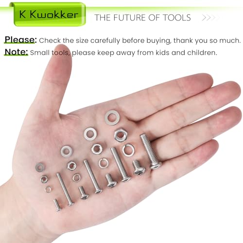 M3 M4 M5 M6 Nuts and Bolts Assortment Kit 20 Size 8MM to 25MM 304 Stainless Steel Hex Button Head Cap Metric Machine Screws, 1160Pcs Silver Bolts and Nuts Kit with Lock Washers for Screws - size: J. M3 M4 M5 M6