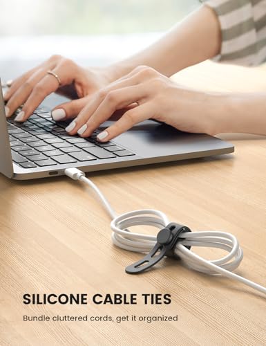 Lamicall 20 Pack Silicone Cable Ties, Reusable Wire Organizer Straps - color: Classic Black, size: 20pack