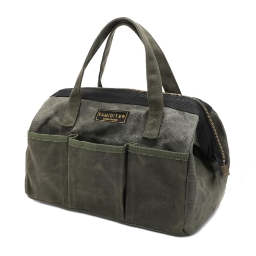 13-inch Tool Bag, Heavy Duty Wide Mouth Water-Resistant Tool Bag, Tool Tote with Handle for Tools, Wrenches, Screwdrivers (13 X 7 X 9 inch) | ArmyGreen - color: ArmyGreen, size: 13 Inch