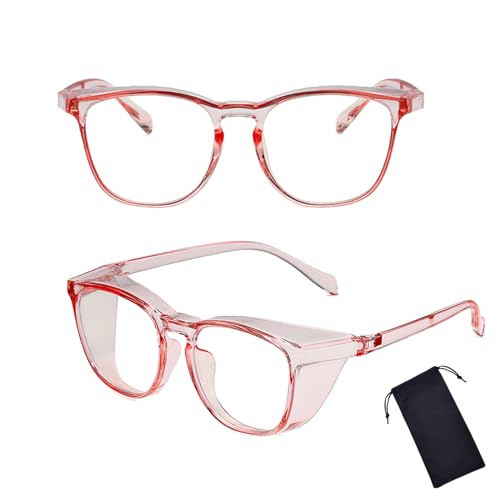 Safety Glasses for Men Women, Anti Fog Safety Goggles Comfortable Blue Light Blocking UV Protective Adult Nurse - color: Light Pink 1pack