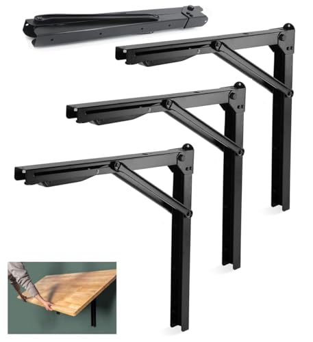 Wallmaster 24" Folding Shelf Brackets Wall Mount Collapsible Shelf Bracket - style: 4 Pack