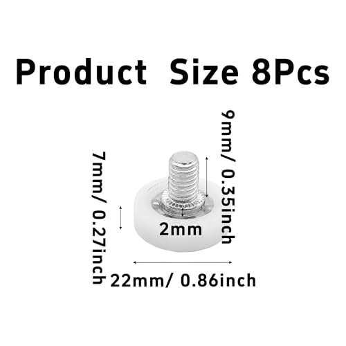8Pcs 22mm Drawer Rollers, Nylon Drawer Pulley Replacement Wheels with Bearings and Nuts, Small Slide Roller for Cabinet, Sliding Door, Filing Cabinet, Smooth Drawer Positioning Guide - size: 22mm