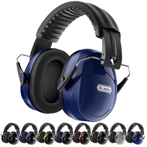 Dr.meter Adults Ear Muffs for Noise Reduction and Noise Cancelling Headphones for Kids with Adjustable Head Band, Black & Dark Blue