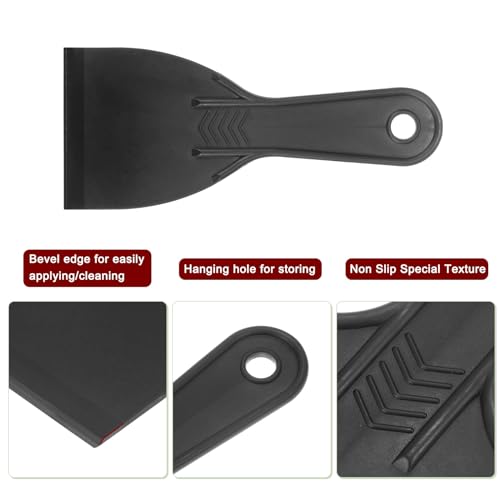 HARFINGTON 10pcs Putty Scraper 3" Width 6mm Thin Flexible Plastic Putty Knives for Taping Drywall Spreading Painting Wall Scratching - color: Black, size: 3"