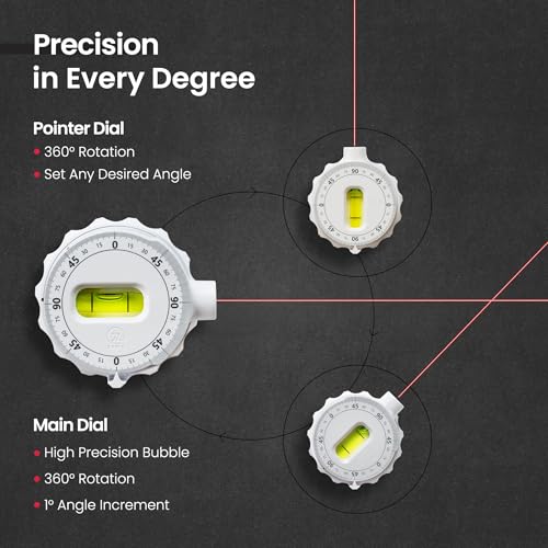 ZANIS Multi Surface Laser Level – Wall-Mountable with Pins, Screws, or Sticky Pads – Dual Dials with Bubble Level – Precision Tool for Hanging Pictures, Shelves, and DIY Projects