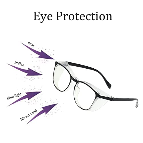 Safety Glasses for Men Women, Anti Fog Safety Goggles Comfortable Blue Light Blocking UV Protective Adult Nurse - color: Black Pink 3pack