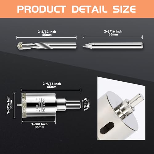 MOLLOM 1-3/16" (30mm) Diamond Hole Saw with 2 Pilot Drill Bit - size: 30mm | 1-3/16", style: Single Pack