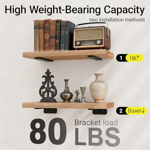 SKYSEN 12 Pack 6" Floating Shelf Bracket, Shelves Brackets, Wood Shelving Brackets Hardware - Heavy Duty - 4/6/8/10/12 inch - Real Hidden Bracket Design（tzj6-12） - size: 6 Inch