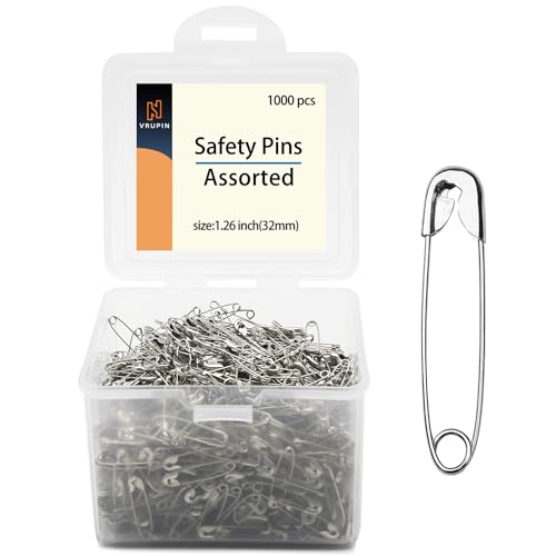 1000pcs Safety Pins, 32mm Safety Pins Bulk, Rust Resistant, Heavy Duty Variety Pack, Perfect for Clothes, Crafts, Sewing, Pinning and More - color: 32mm-1000pcs