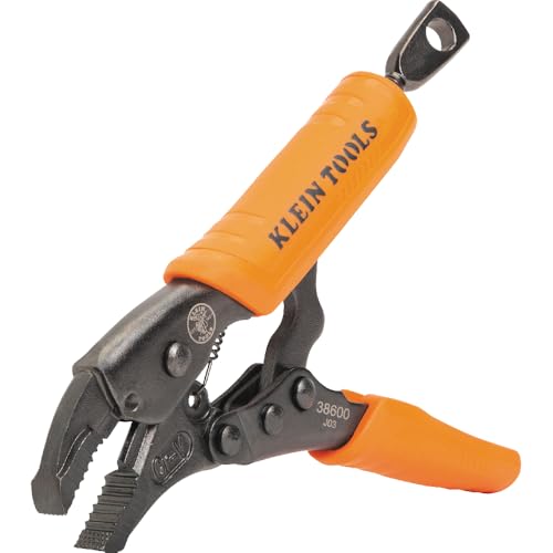 Klein Tools 38600 Curved Jaw Locking Pliers with Quick Release Handles, Intuitive Thumb Knob, High Torque, Mole Grips for Clamping and Gripping, 5-Inch - size: 5-Inch