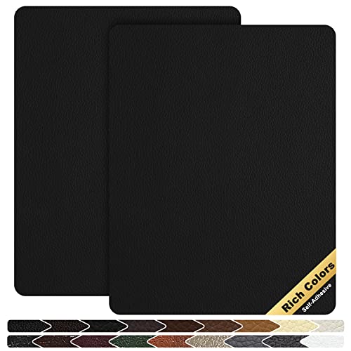 KING MOUNTAIN Leather Repair Patch,2 Packs 9 x 11 Inches self Adhesive Leather Repair Tape for Damaged Leather Furniture, Sofa Seating,Car Seats, Leather Goods(Black) - color: Black, size: 9" x 11"