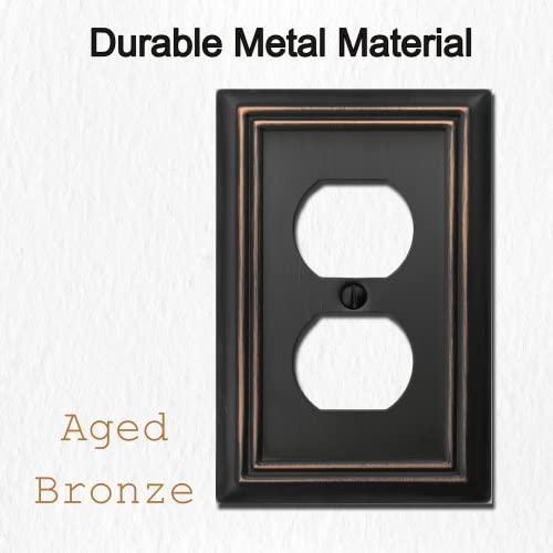 OKAWYC Single Duplex Outlet Light Switch Cover Adler Metal Wall Plate, 2-Pack Aged Bronze 1 Gang, for Receptacle Light Switch, Switch Cover Decorative Wallplate, Durable - style: 1 Duplex 2PK