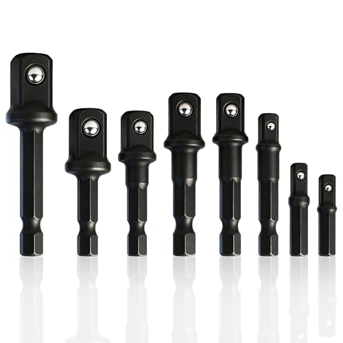 8-Piece Impact Sockets Adapter Sets, Hex Shank 1/4" 3/8" 1/2" - color: 8 Pcs Impact Sockets Adapters