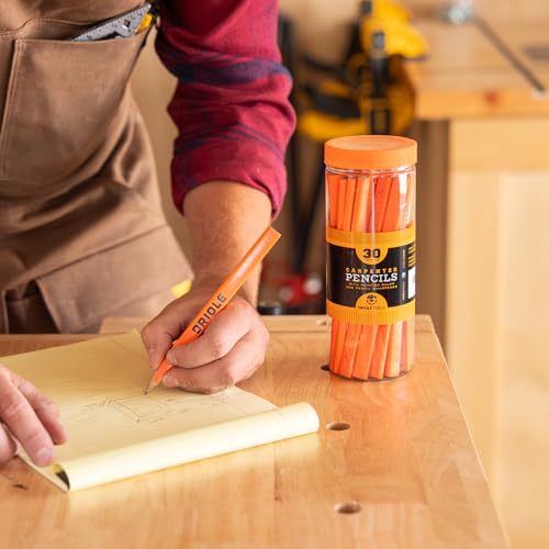Oriole Carpenter Pencils Bulk Set with Sharpener and Ruler, 30 Flat Pencils