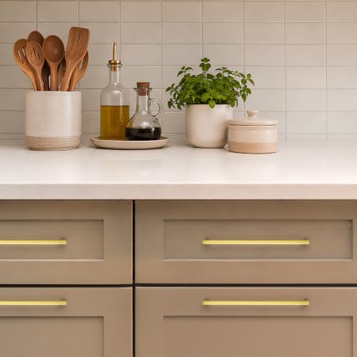 Ravinte Gold Cabinet Handles Solid Cabinet Pulls, 7-1/2 Inch CC, 10 Pack - color: Gold, size: Flat Black 7-1/2'' Hole Center